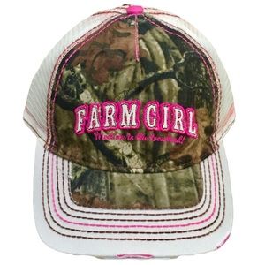 Women’s Farm Girl “Meet Me” Mesh Camo & Pink Hunting Cap